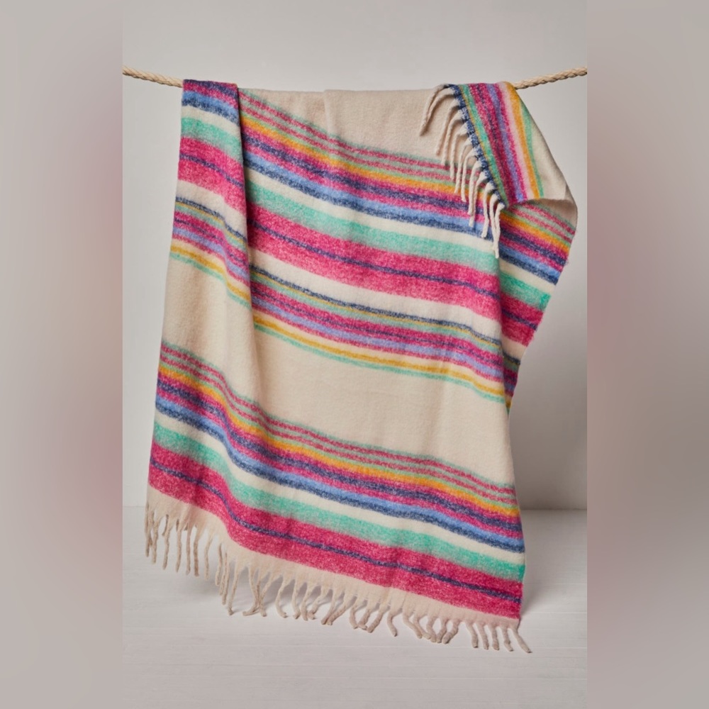 Free People Skye Stripe Blanket in ivory